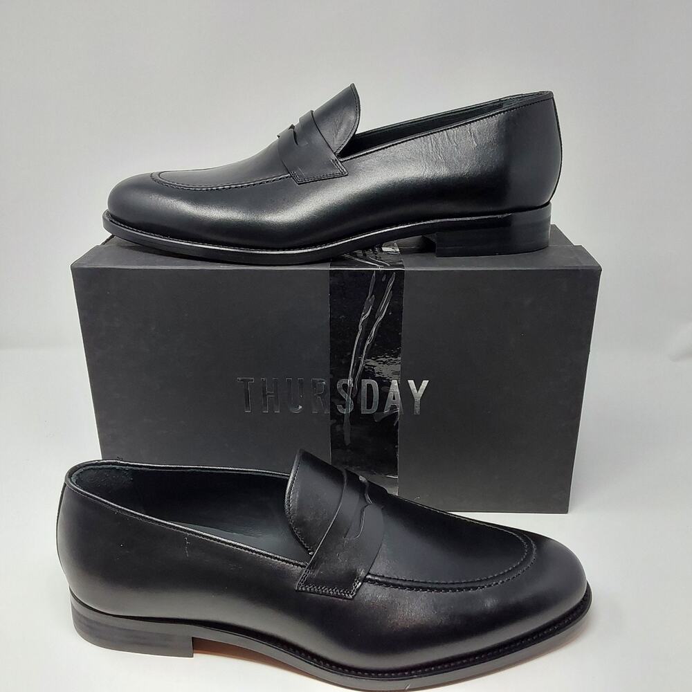 Thursday Boot Co Lincoln Penny Loafers Men's 12 Black Leather Dress Shoes NIB